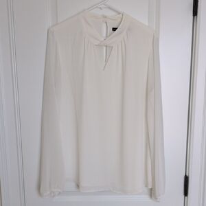WHBM Off-White Twist Neck Blouse